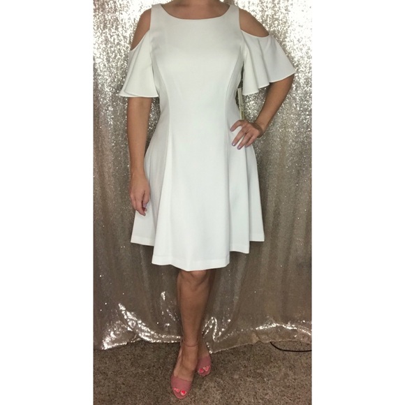 Eliza J Dresses & Skirts - Bridal shower dress • cream cold shoulder